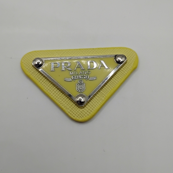 Prada Accessories - Prada Yellow Triangle Logo with Silver Details Authentic